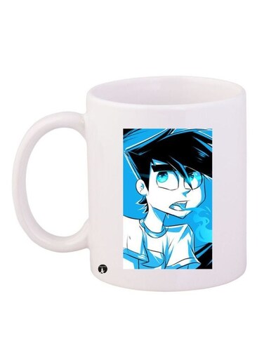 Anime Printed Coffee Mug White/Blue/White 11ounce