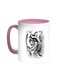 Face Of A Tiger Printed Coffee Mug Pink/White 11ounce
