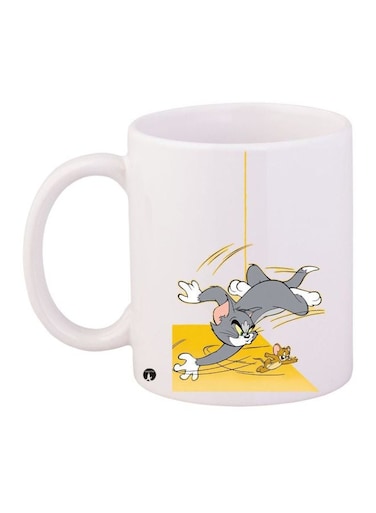 Tom And Jerry Printed Coffee Mug White/Yellow/Grey