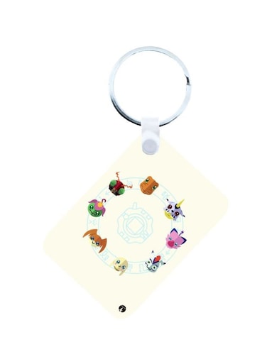 Anime Digimon Printed Keychain White/Blue/Beige