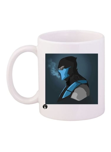 Mortal Kombat Printed Coffee Mug White/Blue/Black Standard Size