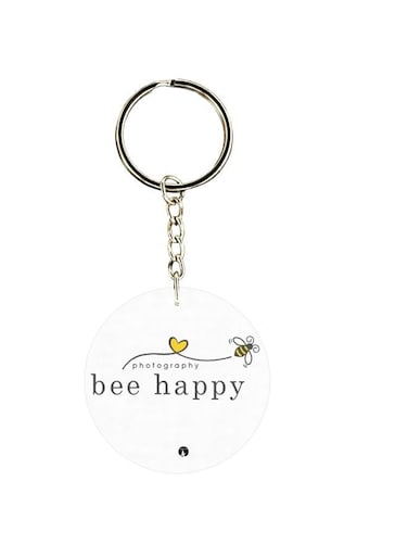 Bee Happy Printed Double Sided Keychain