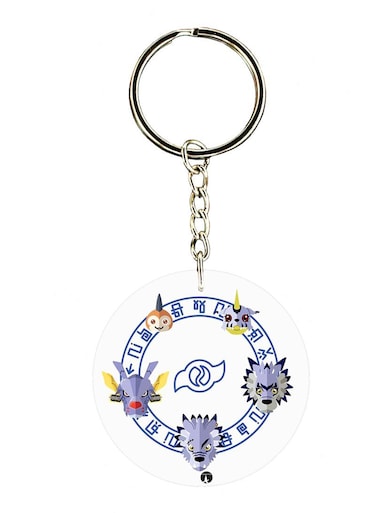 Anime Digimon Double Side Printed Keychain