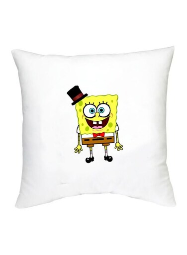 SpongeBob Character Printed Cushion White/Yellow/Brown 16x16inch