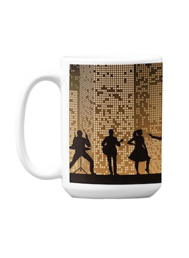 Premium Printed Ceramic Coffee Mug White/Brown 350ml