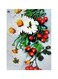 Flower Printed Metallic Plate White/Green/Red 20x15cm
