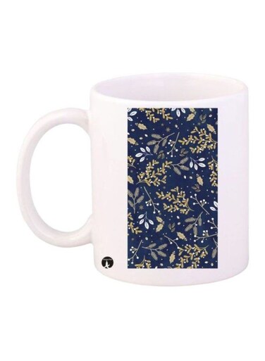 Flower Printed Coffee Mug White/Blue/Yellow