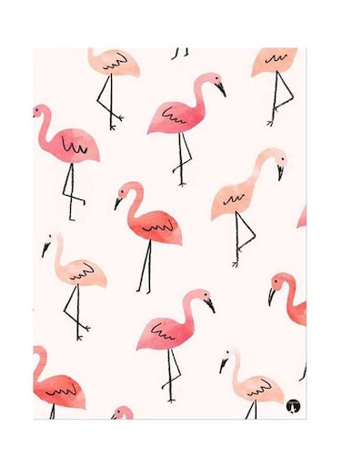 Metal Plate Of Flamingos Poster Pink/Black