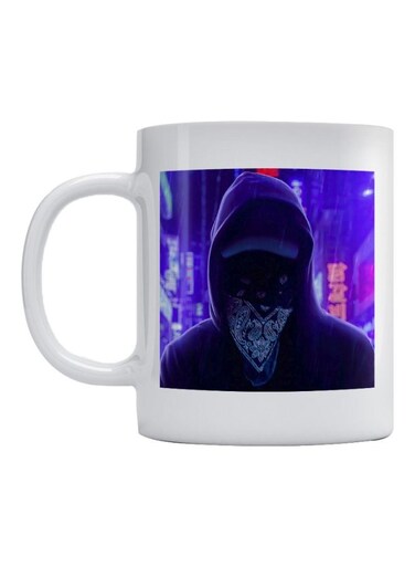 Anonymous Printed Mug White/Blue/Red