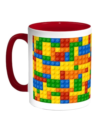 Cubes Printed Coffee Mug Red/White/Yellow