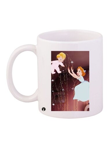Cartoon Printed Coffee Mug White/Brown/Yellow 11ounce