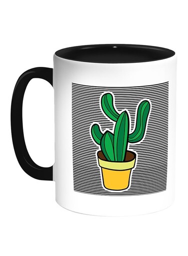 Cactuses Printed Coffee Mug White/Black 11ounce