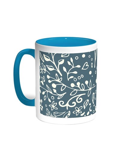 Decorative - Tree Paper Printed Coffee Mug Turquoise/White 11ounce