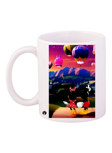 Mickey And Minnie Mouse Printed Coffee Mug White/Pink/Black