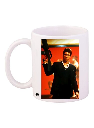 Printed Ceramic Coffee Mug White/Black/Red