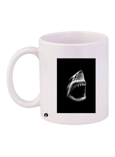 Shark Printed Coffee Mug White/Black/Grey 11ounce
