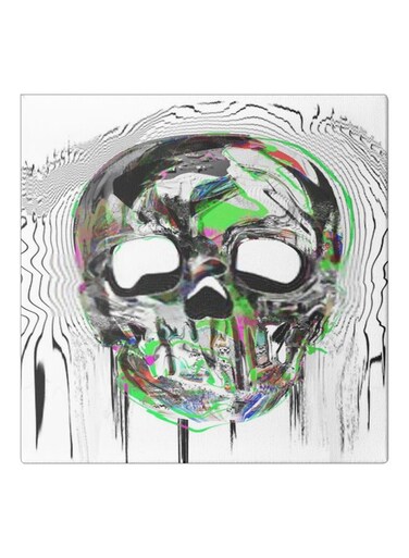 Skull Themed Canvas Wall Painting With Hidden Frame White/Black/Green 50x50cm