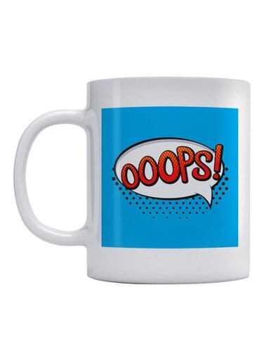 Ooops Printed Mug White/Blue/Orange