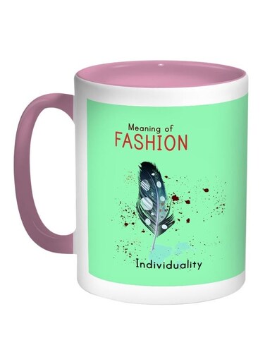 Meaning Of Fashion Printed Coffee Mug Light Green/White/Pink 11ounce