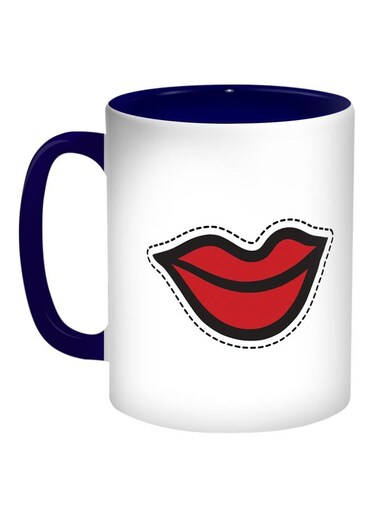 Smiling Lips Printed Coffee Mug Red/White/Blue
