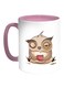 Owl Printed Coffee Mug White/Pink 11ounce