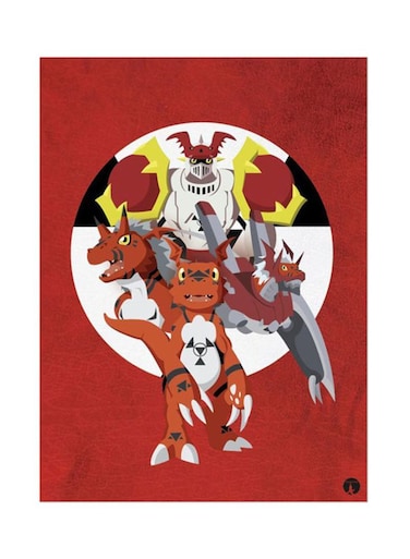 Metal Plate Of The Anime Digimon Poster Multicolour