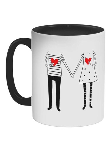 Romantic Couple Printed Coffee Mug White/Black/Red 325ml