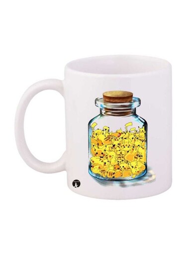 Pokemon Printed Mug White/Yellow/Brown
