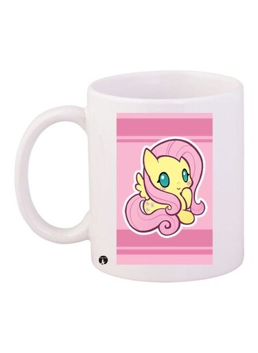 Cartoon Pony Printed Coffee Mug White/Pink/Yellow 11ounce