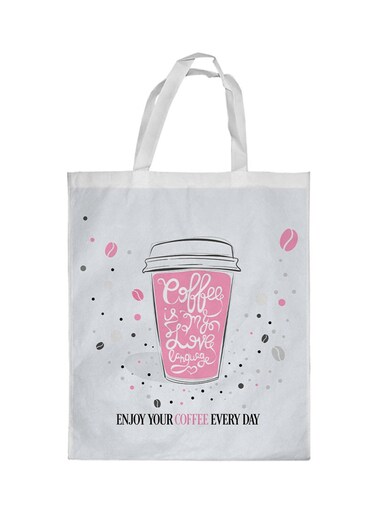 A Cup Of Coffee Printed Shopping Bag White