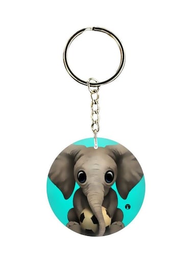 Double Sided Elephant Printed Keychain