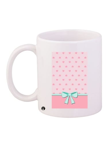 Hearts Printed Coffee Mug White/Pink/Green