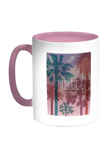 Enjoy The Summer Time Printed Coffee Mug Pink/White/Blue 11ounce