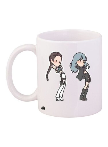Cartoon Printed Coffee Mug White/Black/White 11ounce