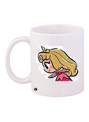 Cartoon Girl Printed Coffee Mug White/Pink/Yellow