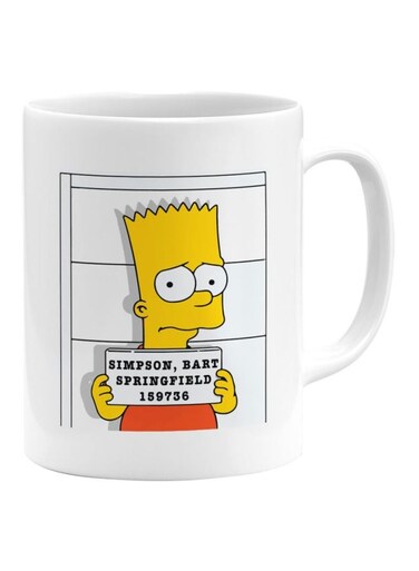 Simpson Bart Printed Coffee Mug White/Yellow/Black