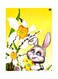Rabbit Themed Metallic Plate Yellow/Grey/Brown 20x15cm