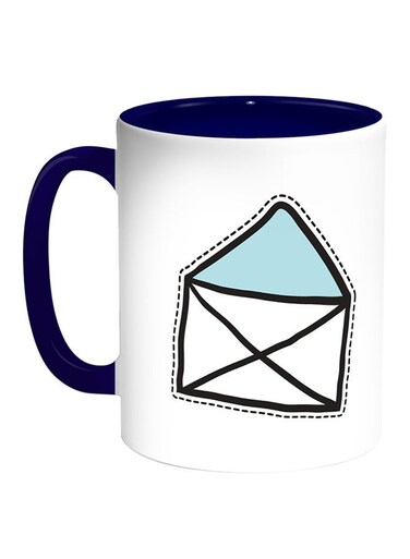 Letter Envelope Printed Coffee Mug White/Blue 11ounce