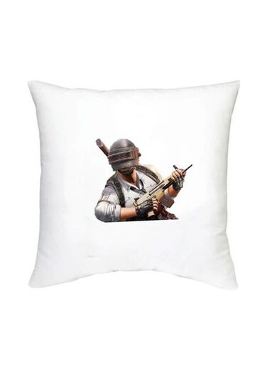 Pubg Printed Decorative Cushion White/Grey/Black 16x16inch