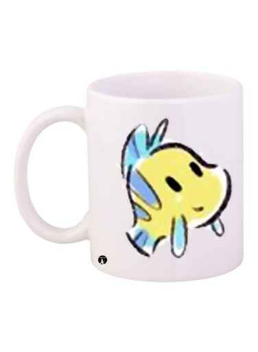 Fish Printed Coffee Mug White/Yellow/Blue