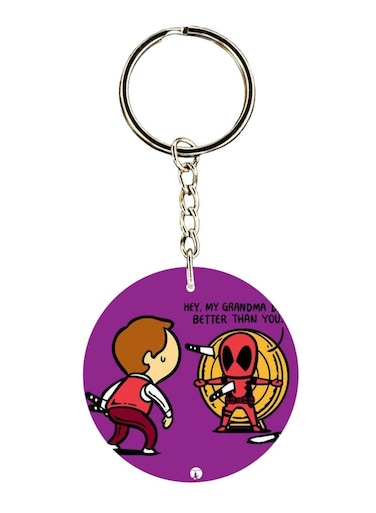 Double Sided Deadpool Printed Keychain