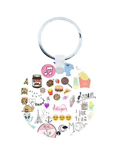 Random Stuff Printed Wooden Keychain