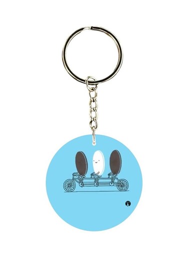 Cycling Cream Biscuit Printed Keychain