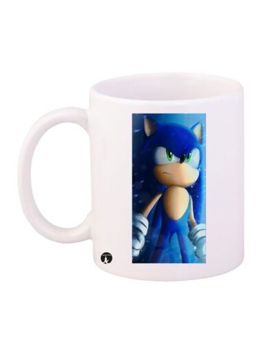 Sonic Video Game Printed Mug White/Blue/Beige