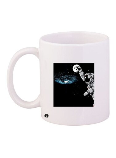 Space Printed Coffee Mug White/Black/Blue 11ounce