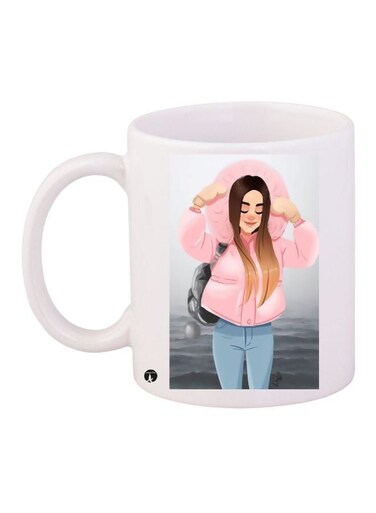 Girl Printed Coffee Mug White/Pink/Blue 11ounce