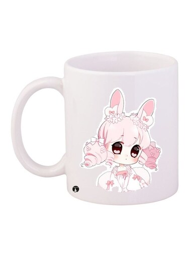 Printed Coffee Mug White/Pink/Beige