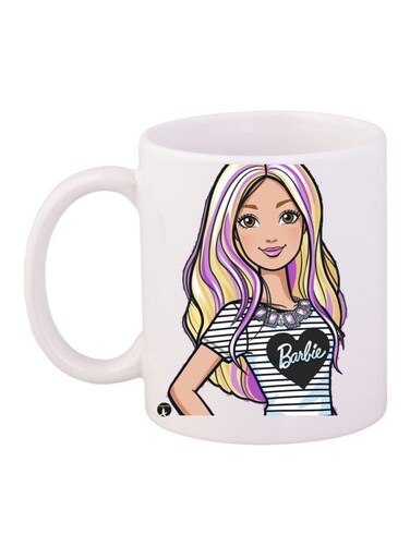 Barbie Printed Coffee Mug White/Beige/Yellow 11ounce