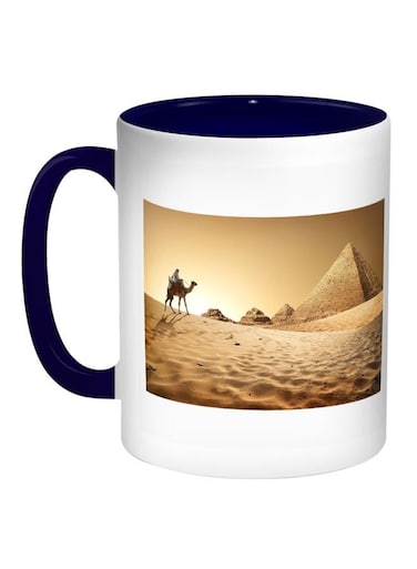 The Pyramids Of Egypt Printed Coffee Mug Blue/White/Brown 11ounce