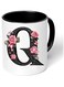 RYN&reg; Printed Ceramic Coffee Mug Gift for Coffee and Tea Lovers 11 Oz alphabet Q